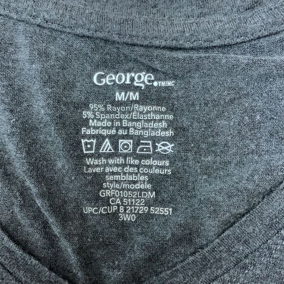 George Melange Drapey V-Neckline Tee Grey Size Medium - Picture 3 of 3